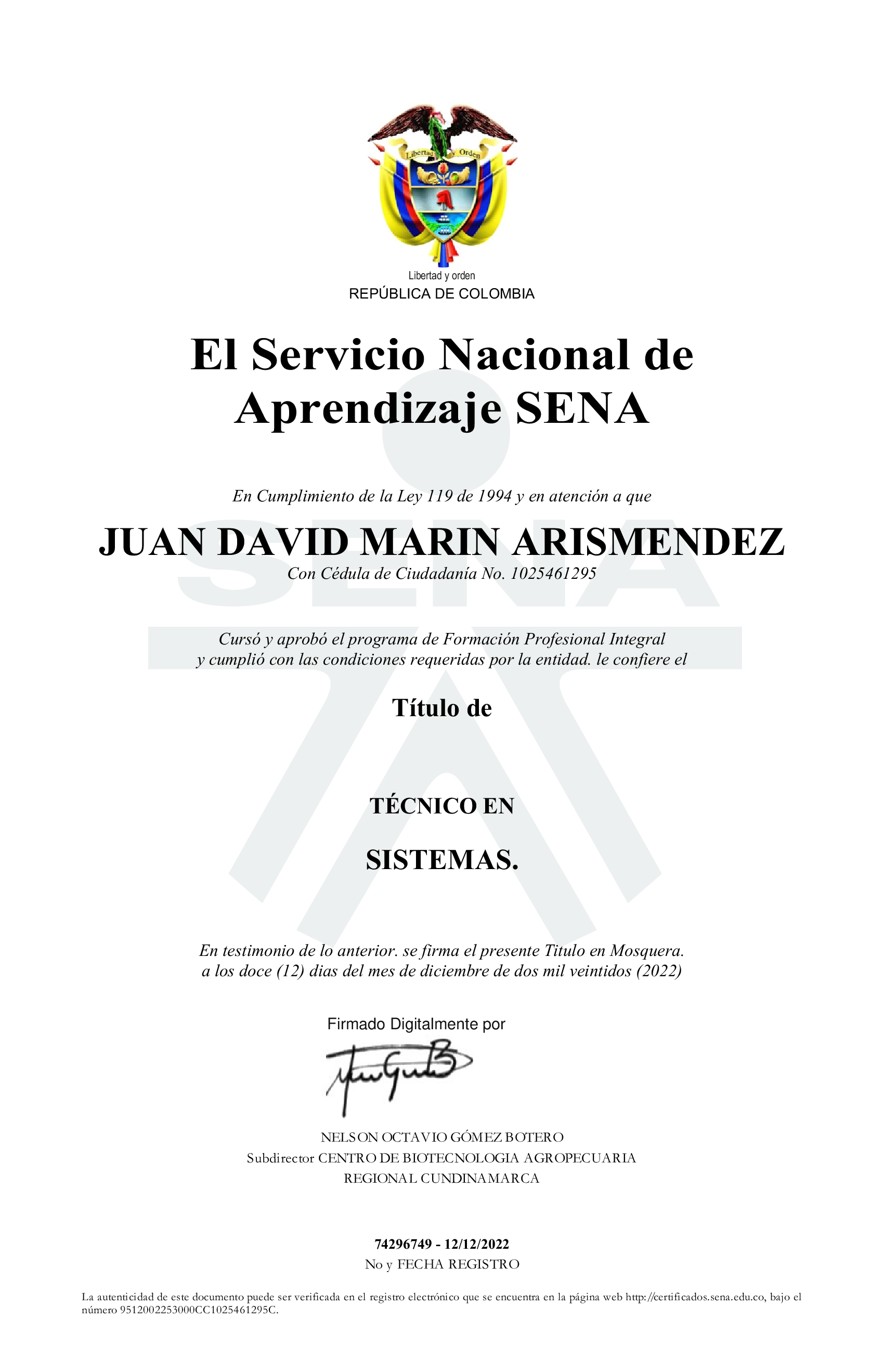 año de certificado